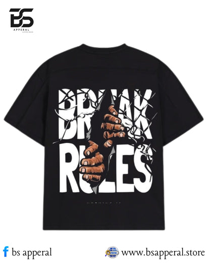 MEN OVERSIZED T-SHIRT WITH BREAK RULES DESIGN
