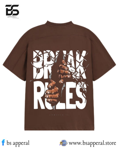MEN OVERSIZED T-SHIRT WITH BREAK RULES DESIGN